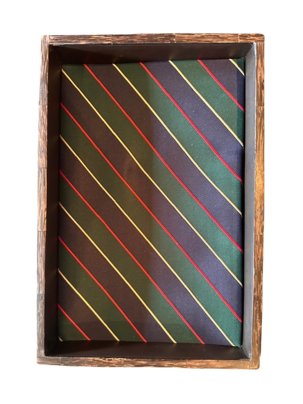 NEW Two's Company Red Yellow Blue Green Striped Tie Lined Desk Tray